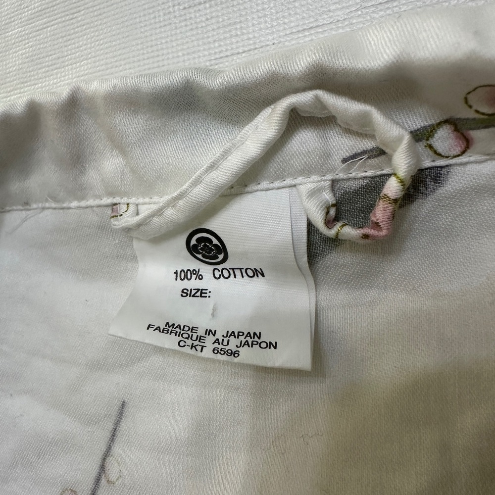 Authentic Japanese Yukata Kimono Robe Cotton OS Crane Floral Made in Japan VTG - Picture 3 of 11